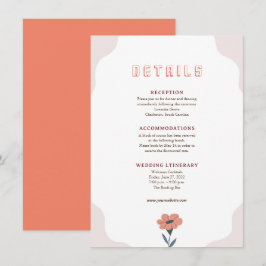 Rosa Blommigt Retro Bröllop djurutrymmeskort Inbjudningar