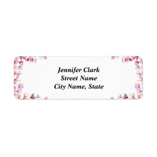 Rosa Blommigt Returadress Etikett