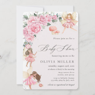 Rosa Blommigt Ro Älvors Arch Baby Shower-inbjudan Inbjudningar