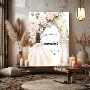Rosa blommigt ro Arch Sweet 16 Välkommen Poster