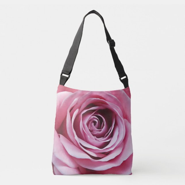 Rosa blommigt ro blommar av vattenfärg axelväska (Framsida)