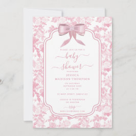 Rosa Blommigt Ro Chinoiserie Girl Baby Shower Inbjudningar