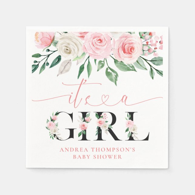  Rosa Blommigt Ro Det är en liten babyskugga Pappersservett (Framsidan)