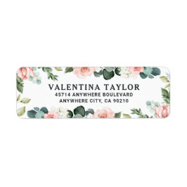 Rosa Blommigt Ro Garden Watercolor Bröllop Returadress Etikett