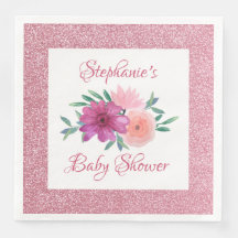 Rosa Blommigt Ro Glitter Baby Shower för barn i Gu