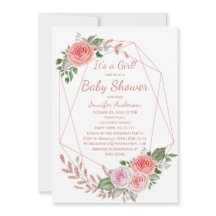 Rosa Blommigt Ro Guld Baby Shower för barn i