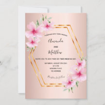 Rosa blommigt ro guld, bröllop