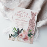 Rosa Blommigt Ro Guld Dress 60:e födelsedagen Inbjudningar<br><div class="desc">Rosa Blommigt Ro Guld,  60:e Födelsedagsfesten,  60:e och Fabulous-inbjudan Många fler variationer i färg och blomsterarrangemang i samlingen (se nedan)</div>