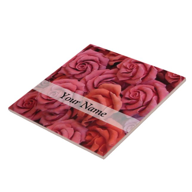 Rosa blommigt ro kakelplatta (Sidan)