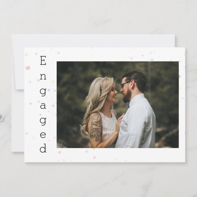 Rosa Blommigt Ro Konfetti Förlovning Meddelande om (Framsida)