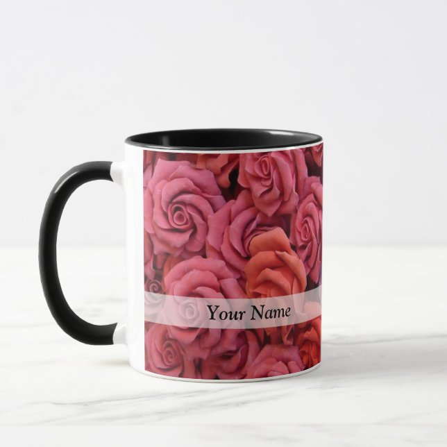 Rosa blommigt ro mugg (Vänster)