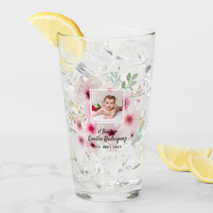 Rosa Blommigt Ro PHOTO BAUTIZO Baptism Girls namng Glaskopp