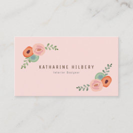 Rosa Blommigt Ro & Poppy Affärskort Visitkort