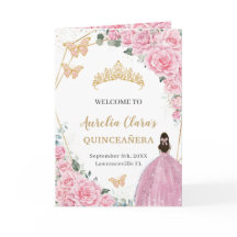 Rosa Blommigt Ro Quinceanera Princess Butterflies