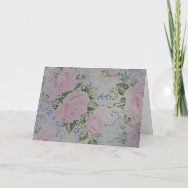Rosa Blommigt Ro Vintage Kort (Framsida)