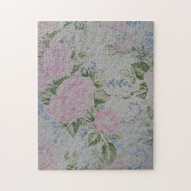 Rosa Blommigt Ro Vintage Pussel (Vertikal)