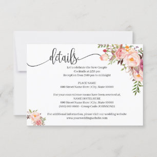 Rosa Blommigt Romantic boho chic infoga kort