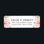 Rosa Blommigt Rustic Chic Bröllop Returadress Returadress Etikett<br><div class="desc">Designat för att samordna med inbjudan till Airy  Ro har den här returadressetiketten  rosa ros omgiven av Matte Guld Löv. Enkel,  modern och elegant.</div>