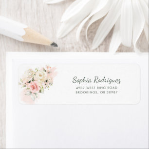 Rosa Blommigt Rustic Script-Returadress Returadress Etikett
