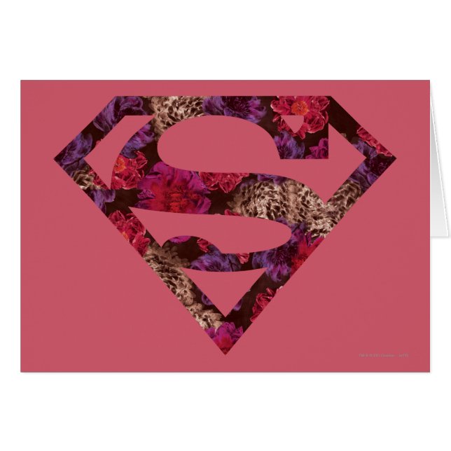 Rosa Blommigt S-Shield Hälsningskort (Framsidan Horizontal)