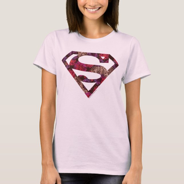 Rosa Blommigt S-Shield T-shirt (Framsida)