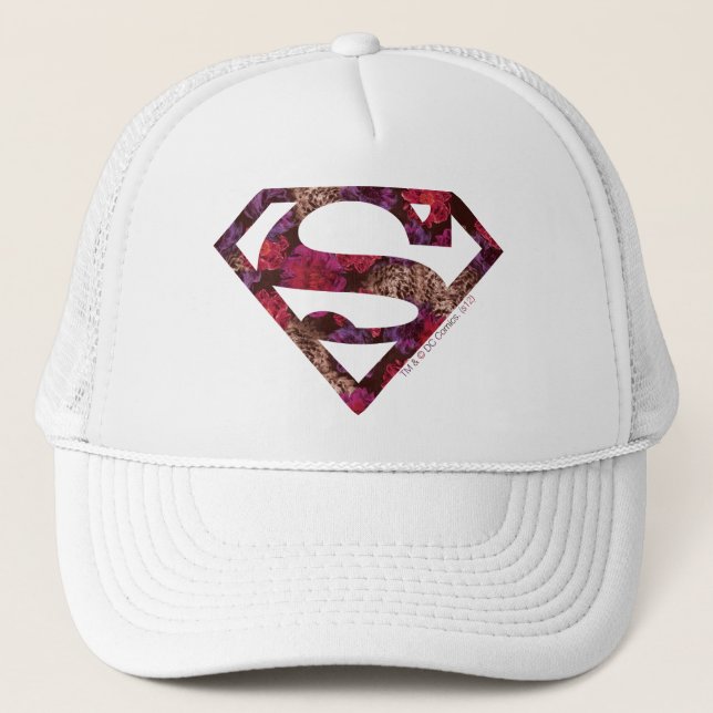 Rosa Blommigt S-Shield Truckerkeps (Framsida)