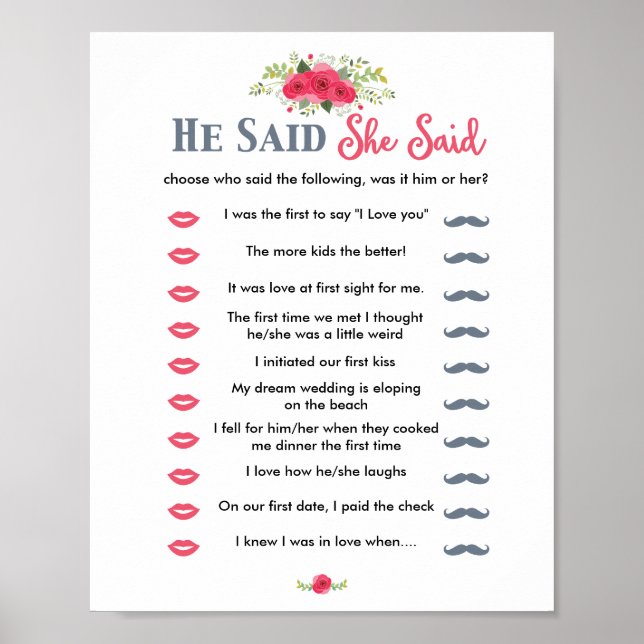 Rosa Blommigt sa att hon sa att spel Poster (Framsidan)