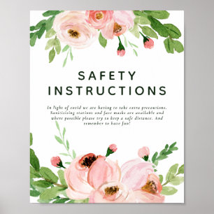  rosa blommigt säkerhetsuppgifter för utandning br poster