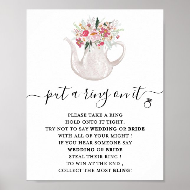 Rosa Blommigt Sätt Ring på Möhippan spel Poster (Framsidan)