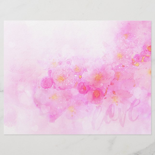 Rosa Blommigt Scrapbook Ephemera Romantik (Framsida)