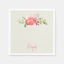 Rosa Blommigt Script Namn Baby Shower