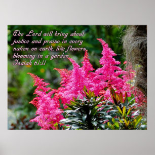 Rosa Blommigt Scripture Verse Inspirational Poster