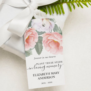 Rosa Blommigt Seed Packet Memorial Funeral Presentetikett