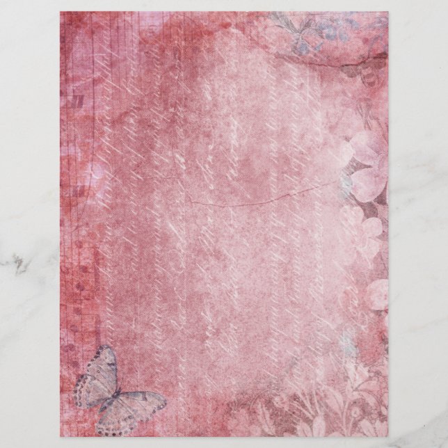 Rosa Blommigt Shabby Journal Skrapbook Papper (Framsida)