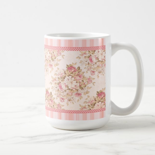 Rosa Blommigt Shabby Ro Mugg (Höger)