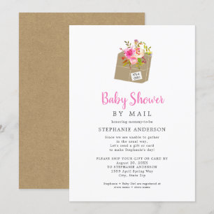 Rosa Blommigt Shipping Box Girl Baby Shower by Mai Inbjudningar