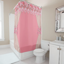 Rosa Blommigt Shower Curtain