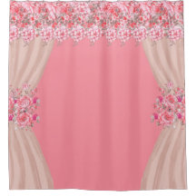 Rosa Blommigt Shower Curtain