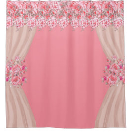 Rosa Blommigt Shower Curtain