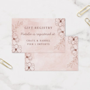 Rosa Blommigt Shower Gift-register Infoga kort