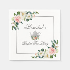 Rosa Blommigt Silver Möhippa Tea Party Pappersservett