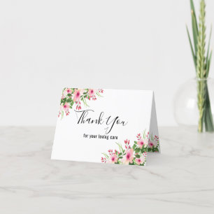 Rosa Blommigt Sjuksköterska Tack Kort
