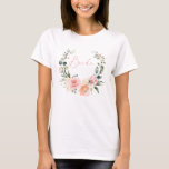 Rosa Blommigt Skriptskript vattenfärg Utandning T Shirt<br><div class="desc">En söt,  modern blommigt-bridskjorta. Vattenfärgsutandningen av rosa,  persiko- och eukalyptus grey har titeln "Bride" i mitten,  i handskrivet rosa-manusskrift. Det här är en del av en samling Brudens sida-T i det här designtemat. Se vår Zazzle-butik för resten. Copyright Elegant Inbjudan,  alla höger reserverade.</div>