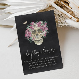 Rosa Blommigt Skull Halloween Visning Shower Tilläggskort