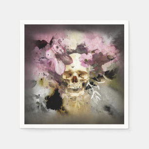 Rosa Blommigt Skull Pappersservett