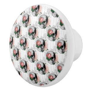 Rosa Blommigt Skullseriedesign 2 Knopp
