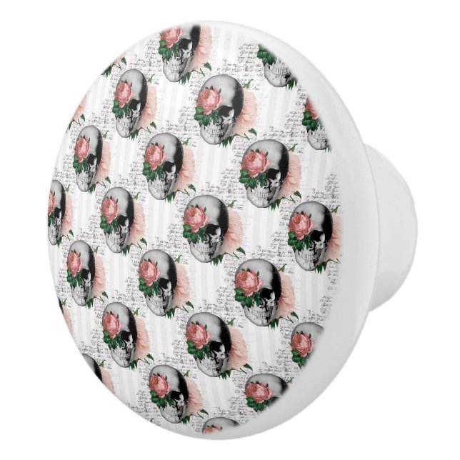 Rosa Blommigt Skullseriedesign 2 Knopp (Höger)
