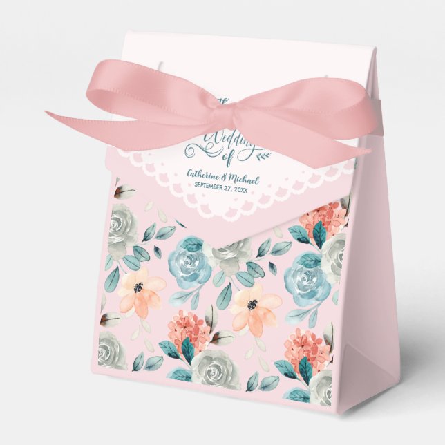  Rosa Blommigt Snöre Bröllop Presentaskar (Framsidan Sidan)