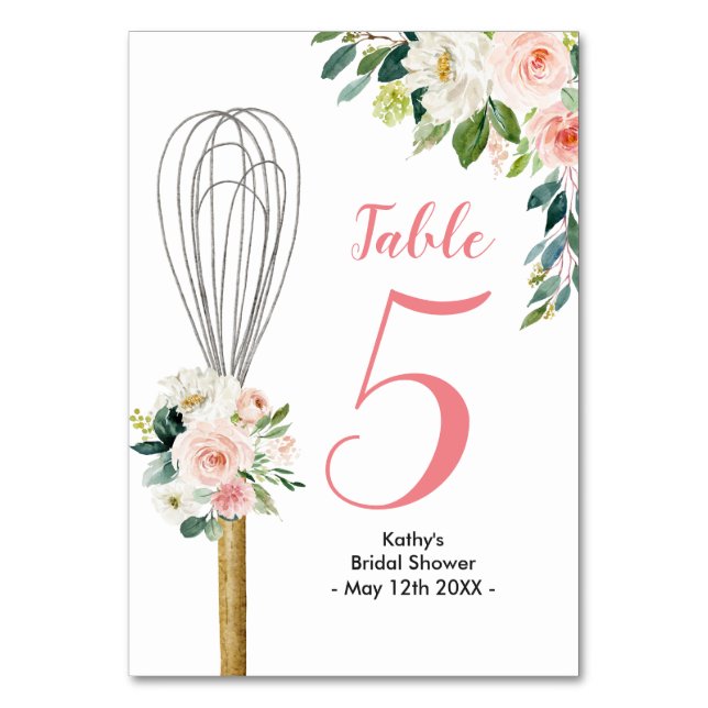 Rosa Blommigt Snurra till Möhippa vid avlyssning Bordsnummer (Framsidan)