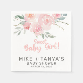 Rosa blommigt snyggt flicka duscha pappra servette pappersservett